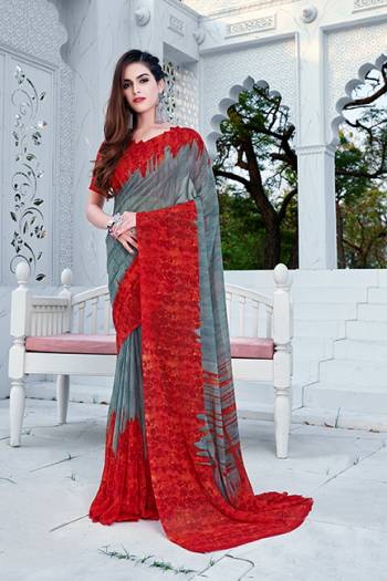 Attractive Heavy Diamond Georgette Fancy Mill Printed Saree And Blause.