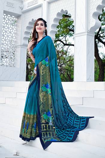 Attractive Heavy Diamond Georgette Fancy Mill Printed Saree And Blause.