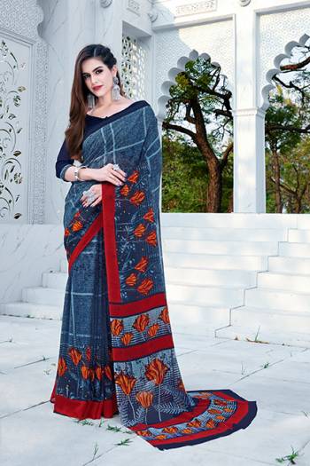 Attractive Heavy Diamond Georgette Fancy Mill Printed Saree And Blause.