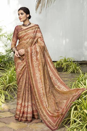 Celebrate This Festive Season In This Very Pretty Designer Saree Paired With Contrasting Colored Blouse. This Saree and Blouse Are Silk Based With Woven Jari Beautified With Detailed Premium Digital Print with Jari.Buy Now. 