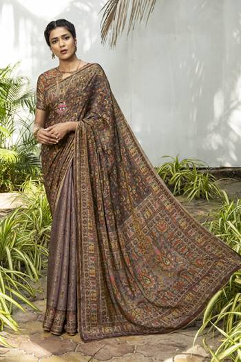 Celebrate This Festive Season In This Very Pretty Designer Saree Paired With Contrasting Colored Blouse. This Saree and Blouse Are Silk Based With Woven Jari Beautified With Detailed Premium Digital Print with Jari.Buy Now. 