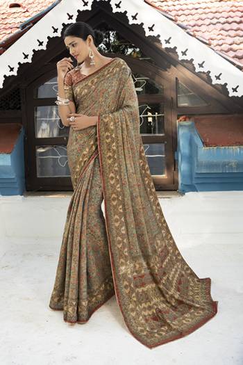 Celebrate This Festive Season In This Very Pretty Designer Saree Paired With Contrasting Colored Blouse. This Saree and Blouse Are Silk Based With Woven Jari Beautified With Detailed Premium Digital Print with Jari.Buy Now. 