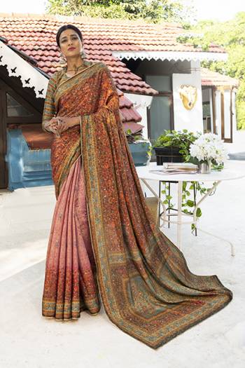 Celebrate This Festive Season In This Very Pretty Designer Saree Paired With Contrasting Colored Blouse. This Saree and Blouse Are Silk Based With Woven Jari Beautified With Detailed Premium Digital Print with Jari.Buy Now. 