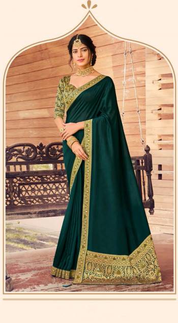 Celebrate This Festive Season In This Very Pretty Fine Colored Designer Short Pallu,Border Saree Paired With Contrasting Broket Colored Blouse. This Saree and Blouse Are Silk Based Beautified Saree. 