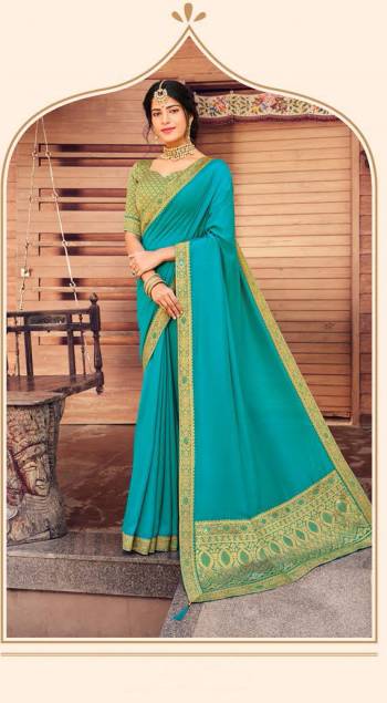 Celebrate This Festive Season In This Very Pretty Fine Colored Designer Short Pallu,Border Saree Paired With Contrasting Broket Colored Blouse. This Saree and Blouse Are Silk Based Beautified Saree. 