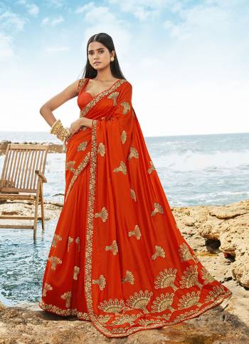 Celebrate This Festive Season In This Very Fancy Fine Colored Saree Paired with Blouse. This Saree and Blouse Are Silk Based Beautified With Detailed Heavy Embroidery Saree With Border Work.Hurry Up.. 