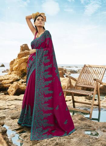 Celebrate This Festive Season In This Very Fancy Fine Colored Saree Paired with Blouse. This Saree and Blouse Are Silk Based Beautified With Detailed Heavy Embroidery Saree With Border Work.Hurry Up.. 