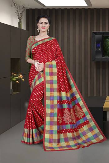 Look Attractive Wearing This English Colored Saree Paired With Matching Colored Blouse.  This Heavy Designer Printed Saree Is Synthetic Cotton Based Which Gives A Rich Look To Your Personality. Buy This Pretty Saree Now.