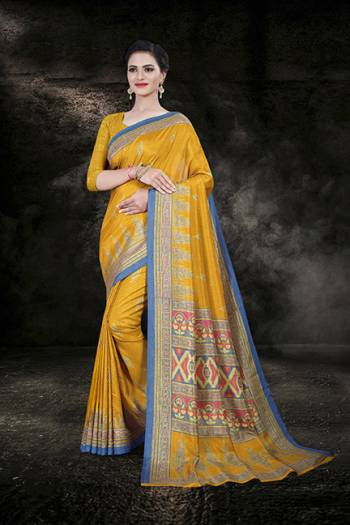 Look Attractive Wearing This English Colored Saree Paired With Matching Colored Blouse.  This Heavy Designer Printed Saree Is Synthetic Cotton Based Which Gives A Rich Look To Your Personality. Buy This Pretty Saree Now.