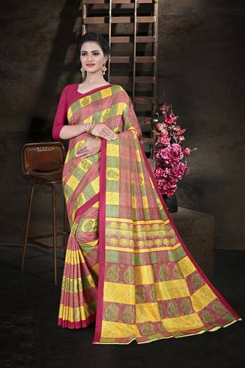 Look Attractive Wearing This English Colored Saree Paired With Matching Colored Blouse.  This Heavy Designer Printed Saree Is Synthetic Cotton Based Which Gives A Rich Look To Your Personality. Buy This Pretty Saree Now.