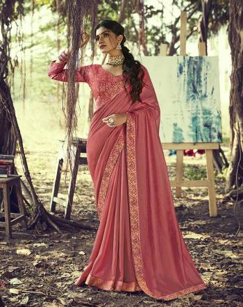 Adorn The Pretty Angelic Look Wearing This Heavy Look Saree In Color Paired With Contrasting Matching Broket Colored Blouse. This Saree Is Fabricated On Vichitra Silk Paired With Jacquard Broket Fabricated Blouse. Its Pretty Color Pallete Will Give An Attractive Look To Your Personality. 