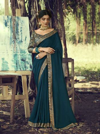 Adorn The Pretty Angelic Look Wearing This Heavy Look Saree In Color Paired With Contrasting Matching Broket Colored Blouse. This Saree Is Fabricated On Vichitra Silk Paired With Jacquard Broket Fabricated Blouse. Its Pretty Color Pallete Will Give An Attractive Look To Your Personality. 