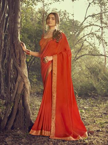 Adorn The Pretty Angelic Look Wearing This Heavy Look Saree In Color Paired With Contrasting Matching Broket Colored Blouse. This Saree Is Fabricated On Vichitra Silk Paired With Jacquard Broket Fabricated Blouse. Its Pretty Color Pallete Will Give An Attractive Look To Your Personality. 