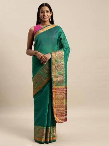 Adorn The Pretty Angelic Look Wearing This Heavy Designer Saree With Contrasting Blouse. This Saree Is Fabricated On Khadi Silk Wevon Paired With Khadi Silk Fabricated Blouse. Its Pretty Color Pallete Will Give An Attractive Look To Your Personality. 