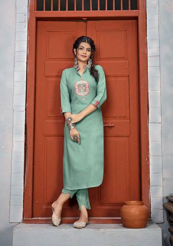 Grab This Readymade Long Kurti In Fine Color Fabricated On Rayon Beautified With Embroidery With Rayon Bottom . It Is Light In Weight And Easy To Carry All Day Long. 