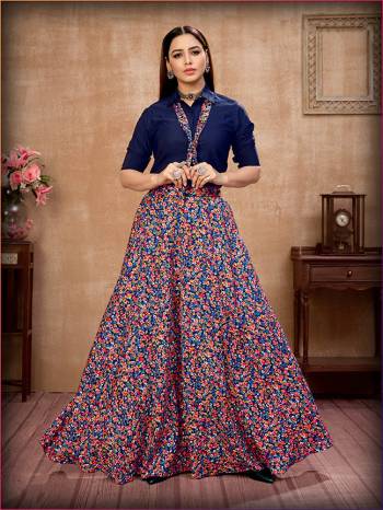 Grab This Readymade Kurti In Fine Color Fabricated On Silk And Flower Print Silks Beautified Skirt. It Is Light In Weight And Easy To Carry All Day Long. 