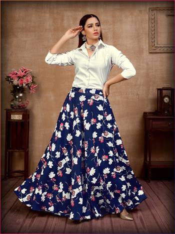 Grab This Readymade Kurti In Fine Color Fabricated On Silk And Flower Print Silks Beautified Skirt. It Is Light In Weight And Easy To Carry All Day Long. 