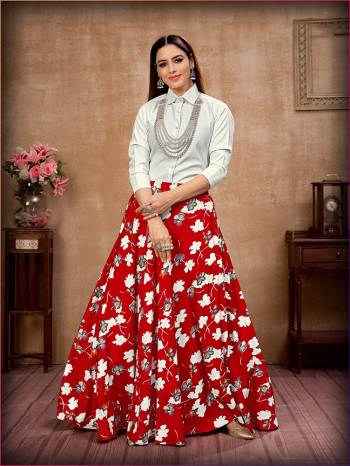 Grab This Readymade Kurti In Fine Color Fabricated On Silk And Flower Print Silks Beautified Skirt. It Is Light In Weight And Easy To Carry All Day Long. 