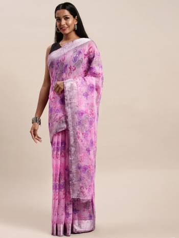 Adorn The Pretty Angelic Look Wearing This Saree In Color Paired With Contrasting Colored Blouse. This Saree Is Fabricated On Cotton Paired With Cotton Fabricated Blouse. Its Printed Pretty Color Pallete Will Give An Attractive Look To Your Personality. 