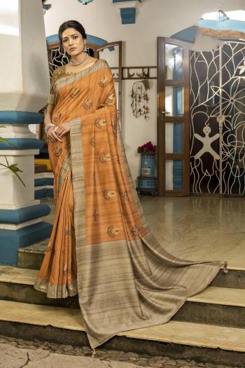 Celebrate This Festive Season In This Very Pretty Pistel Colored Designer Saree Paired With Contrasting Colored Blouse. This Saree and Blouse Are Soft Silk Based Beautified With Printed. 