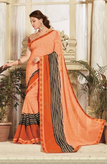 Look Attractive Wearing This Fine Colored Saree Paired With Canected Colored Blouse With Lace Border.  This Heavy Designer Saree Is Georgette Based Which Gives A Rich Look To Your Personality. Buy This Pretty Saree Now.