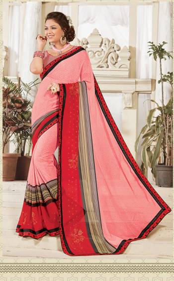 Look Attractive Wearing This Fine Colored Saree Paired With Canected Colored Blouse With Lace Border.  This Heavy Designer Saree Is Georgette Based Which Gives A Rich Look To Your Personality. Buy This Pretty Saree Now.