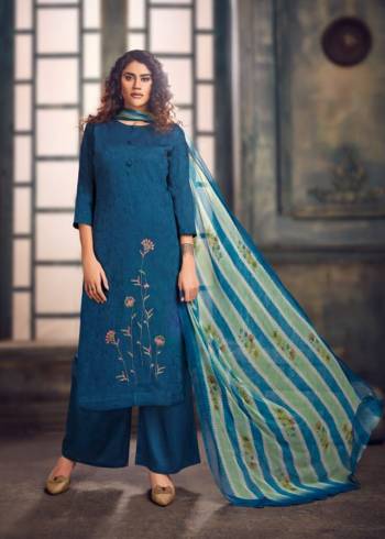 This Festive With Beauty and Comfort By Wearing This Light Weight Designer. Its Top Is Pure Jaam Jacquard Based Paired With Cotton Bottom and Pure Bemberg Chiffon Fabricated dupatta With Digital Print. Its Pretty Attractive Top are Beautified With Embroidery And Hand Work. 