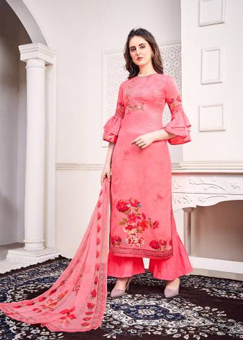 This Festive And Wedding Season, Be The Most Beautiful Diva Wearing This Designer Straight Suit In Fine Color. Its Digital Print & Embroidered Work Top Is Fabricated on Airjet Jam Satin Paired With Cotton Bottom And Mal Digital Print Dupatta. Buy Now. 

