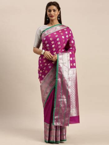 Adorn The Pretty Angelic Look Wearing This Heavy Designer Saree In Color Paired With Contrasting Colored Blouse. This Saree Is Fabricated On Soft Silk Paired With Soft Silk Fabricated Blouse. Its Pretty Color Pallete Will Give An Attractive Look To Your Personality. 