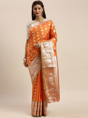 Adorn The Pretty Angelic Look Wearing This Heavy Designer Saree In Color Paired With Contrasting Colored Blouse. This Saree Is Fabricated On Soft Silk Paired With Soft Silk Fabricated Blouse. Its Pretty Color Pallete Will Give An Attractive Look To Your Personality. 