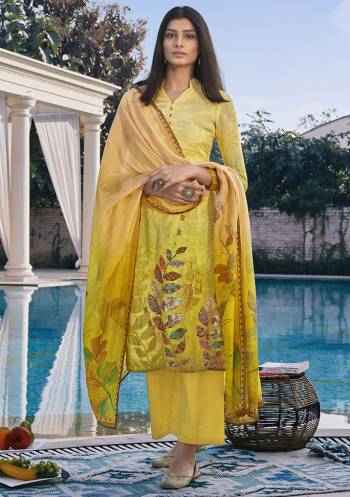 stylish Top Fabricated Cotton Silk With Digital Print With Hand Work Or Bottom Fabric Cotton Satin With Muslin Digital Print On Dupatta Fancy look Suit 