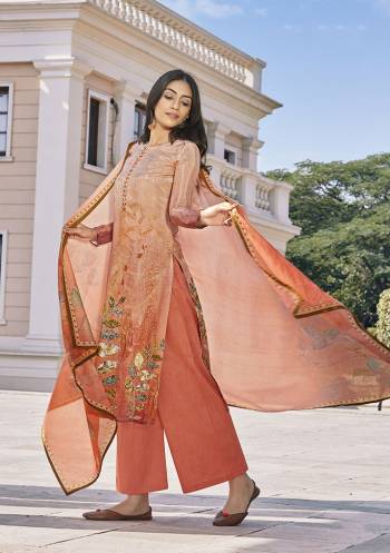 stylish Top Fabricated Cotton Silk With Digital Print With Hand Work Or Bottom Fabric Cotton Satin With Muslin Digital Print On Dupatta Fancy look Suit 