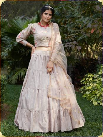 Heavy Designer Lehenga Crepe Silk Or Cotton Fabricated Printed, Choli In Cotton Or Viscose Cotton With Thread, Sequaince Embroidery, Dupatta In Net Fabricated On  Beautified With Attractive Embroidery. 