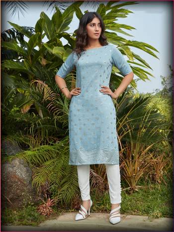 Grab This Readymade Long Kurti In Fine Color Fabricated On Silky Cotton Beautified With Mukaish Work. It Is Light In Weight And Easy To Carry All Day Long. 