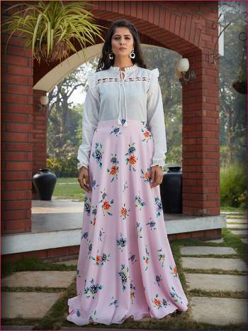 Grab This Readymade Top & Skirt In Fine Color Fabricated On Top Cotton & Skirt Crepe Silk Beautified With Prints Are Fancy Look. It Is Light In Weight And Easy To Carry All Day Long. 