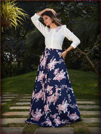 Grab This Readymade Top & Skirt In Fine Color Fabricated On Top Cotton & Skirt Crepe Silk Beautified With Prints Are Fancy Look. It Is Light In Weight And Easy To Carry All Day Long. 