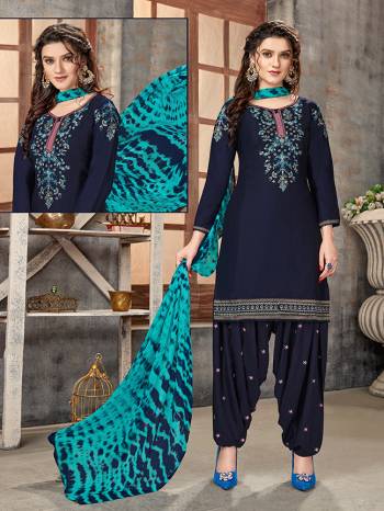 Rich And Elegant Looking Designer Patiala Suit Is Here In Fine Colored Top Paired With Maching Colored Bottom And Dupatta. Its Top Is Fabricated On Glaze Cotton Paired With Cotton Bottom And Naznin Fabricated Dupatta. Buy This Lovely Suit Now. 

