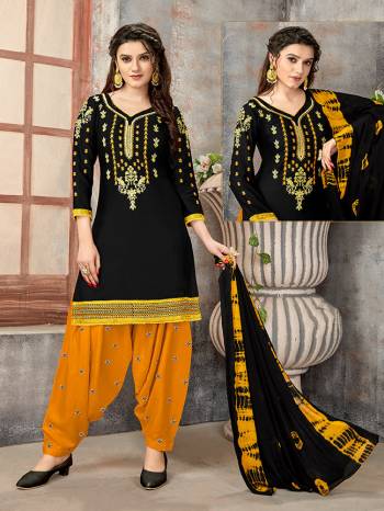 Rich And Elegant Looking Designer Patiala Suit Is Here In Fine Colored Top Paired With Maching Colored Bottom And Dupatta. Its Top Is Fabricated On Glaze Cotton Paired With Cotton Bottom And Naznin Fabricated Dupatta. Buy This Lovely Suit Now. 

