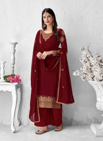 Look Pretty This Designer Floor Length Suit In Lovely  Color.?Its Pretty Embroidred Top Is Faux Georgette Based Paired With Santoon Bottom And Faux Georgette Fabricated Embroidered Dupatta Which Gives An Attractive To The Suit.