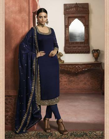 Beautiful looks in this Nevy blue COLOR fabric Rangoli georgette with inner  and GHARARA semi stiched type and bottom chudidar style suit with embroidered floral patterns on the yoke and sleeves. Comes with matching net dupatta