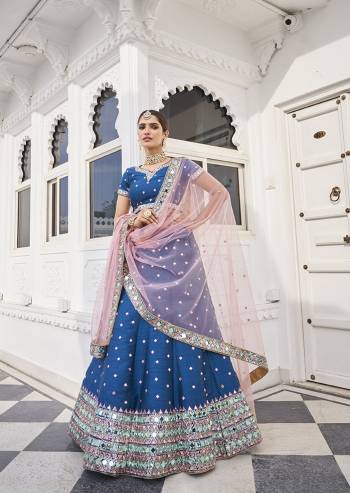 Heavy Designer Lehenga Choli In Fancy Color Fabricated On Heavy Silk Beautified With Heavy Attractive Embroidery And Real Mirror Work & Net Dupatta.Wedding Dress. 