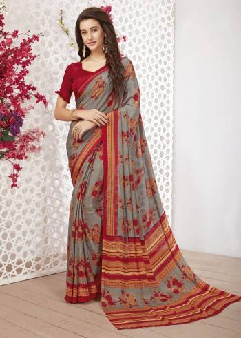 Adorn The Pretty Angelic Look Wearing This Heavy Designer Saree In Red Color Paired With Contrasting Yellow Colored Blouse. This Saree Is Fabricated On Satin Silk Paired With Art Silk Fabricated Blouse. Its Pretty Color Pallete Will Give An Attractive Look To Your Personality. 