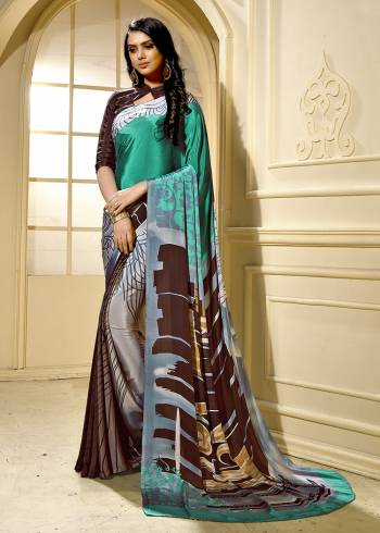 Adorn The Pretty Angelic Look Wearing This Heavy Designer Saree In fine Color Paired With Contrasting  Colored Blouse. This Saree Is Fabricated On Crepe Silk Paired With Crepe Silk Fabricated Blouse. Its Pretty Color Pallete Will Give An Attractive Look To Your Personality. 