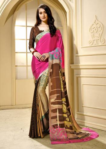 Adorn The Pretty Angelic Look Wearing This Heavy Designer Saree In fine Color Paired With Contrasting  Colored Blouse. This Saree Is Fabricated On Crepe Silk Paired With Crepe Silk Fabricated Blouse. Its Pretty Color Pallete Will Give An Attractive Look To Your Personality. 