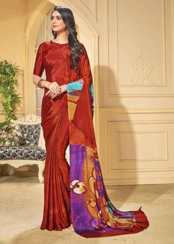 Adorn The Pretty Angelic Look Wearing This Heavy Designer Saree In fine Color Paired With Contrasting  Colored Blouse. This Saree Is Fabricated On Crepe Silk Paired With Crepe Silk Fabricated Blouse. Its Pretty Color Pallete Will Give An Attractive Look To Your Personality. 