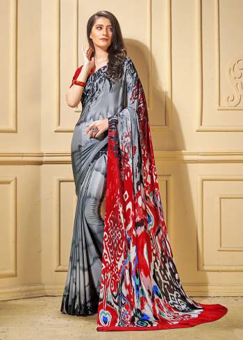 Adorn The Pretty Angelic Look Wearing This Heavy Designer Saree In fine Color Paired With Contrasting  Colored Blouse. This Saree Is Fabricated On Crepe Silk Paired With Crepe Silk Fabricated Blouse. Its Pretty Color Pallete Will Give An Attractive Look To Your Personality. 