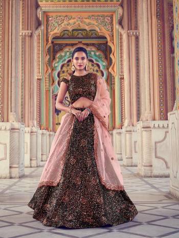 Heavy Designer Lehenga Choli In Black Color Fabricated On Fur Imported Fabric Beautified With Heavy Attractive Sequance Embroidery & Soft Net Dupatta. 