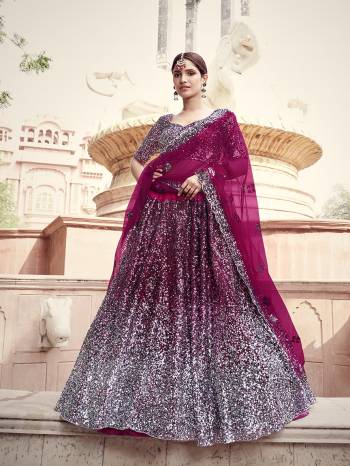 Heavy Designer Lehenga Choli & Dupatta In Light Color Fabricated On Soft Net Beautified With Heavy Attractive Sequance Embroidery. For Partywear Lehenga Dress.