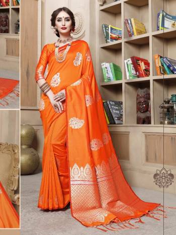 Adorn The Pretty Angelic Look Wearing This Heavy Designer Saree In Rich Color Paired With Contrasting Colored Blouse. This Saree Is Fabricated On Cotton Silk Paired With Cotton Silk Fabricated Blouse With Jacquard Weaving Silver Jari Design. Its Pretty Color Pallete Will Give An Attractive Look To Your Personality. 