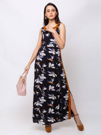 This Black maxi is crafted in Rayon features a Sleeveless and round ,embellishments all over, a zip closure on the side and a regular fit. Style This gown with matching jewellery and pair it with heels to make a statement look.